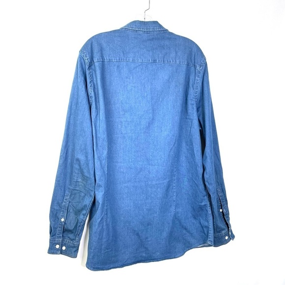 Asos Men's Chambray Denim Causal Button Down Collared Shirt Sz XXL - Picture 6 of 7